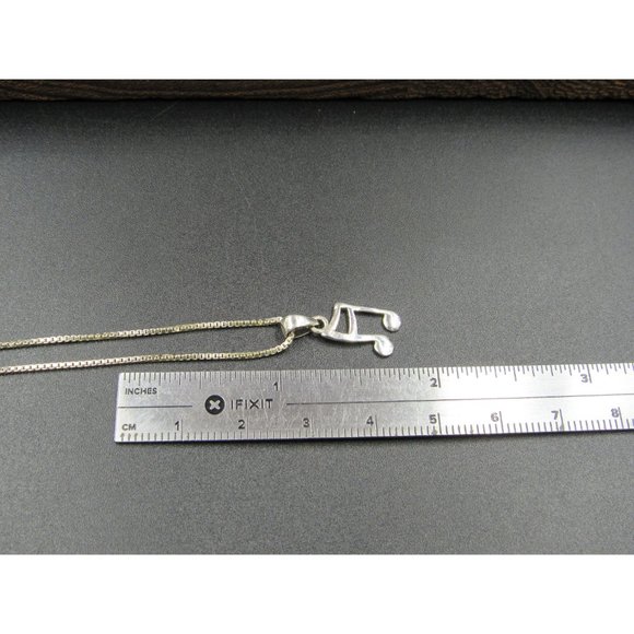 16 Inch Sterling Silver Single Music Note Pendant Necklace - Picture 4 of 5